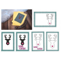 Stickdatei ITH - Postkarte Hirsch